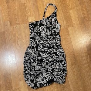 Mini Floral Black and White Dress